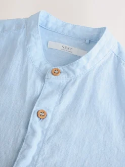 Next - Chemise à manches longues Grandad Collar Lin Mix (3-16yrs) bleu pâle Outlet