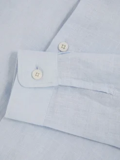 Reiss bleu pâle - Chemise Ruban en lin à col coupé Outlet