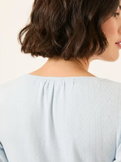 Fat Face bleu pâle - Haut FatFace Pointelle Henley