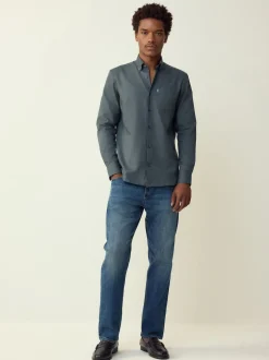 Next - Ajustement régulier - Chemises Oxford boutonnées Easy Iron Bleu pétrole Hot