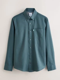 Next - Slim Fit (Slim Fit) - Chemises Oxford boutonnées Easy Iron Bleu pétrole Best