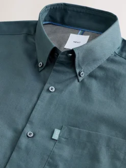 Next - Slim Fit (Slim Fit) - Chemises Oxford boutonnées Easy Iron Bleu pétrole Best