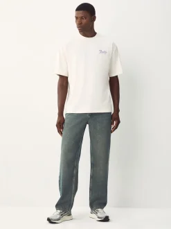 Next Bleu teinte foncée - - délavé vintage Denim Jeans Coupe ample Hot