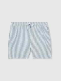 Reiss BLeu tendre/blanc - Short de bain Bay Seersucker Rayure Outlet