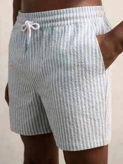 Reiss BLeu tendre/blanc - Short de bain Bay Seersucker Rayure Outlet