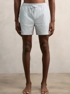 Reiss BLeu tendre/blanc - Short de bain Bay Seersucker Rayure Outlet