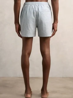 Reiss BLeu tendre/blanc - Short de bain Bay Seersucker Rayure Outlet
