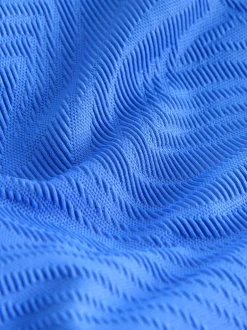 Next Bleu texturé bleuet - Maillot de bain gainant Tummy à col montant Online