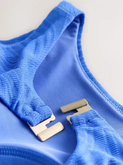 Next Bleu texturé bleuet - Maillot de bain gainant Tummy à col montant Online