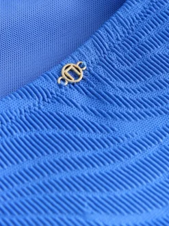 Next Bleu texturé bleuet - Maillot de bain gainant Tummy à col montant Online