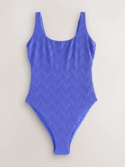 Next - Maillot de bain gainant à encolure dégagée Bleu texturé bleuet Hot