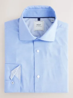 Next Bleu texturé/rayé - Ajustement régulier - Lot de 2 chemises élégantes faciles d’entretien à manchette simple Best