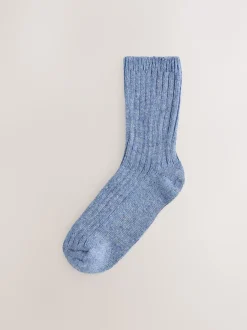 Next - Laine thermale Blend Chaussettes de cheville 3 Lot avec soie Bleu tonal Discount