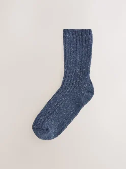 Next - Laine thermale Blend Chaussettes de cheville 3 Lot avec soie Bleu tonal Discount