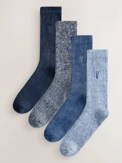 Next Bleu torsadé - Lot de chaussettes épaisses brodées 4 Outlet