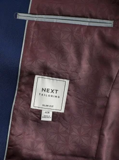 Next - Slim Fit (Slim Fit) - Veste de costume texturée bleu vif New
