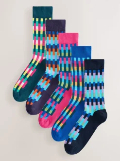 Next - Paquet de chaussettes à motifs 5 Bleu vif/vert/orange Online
