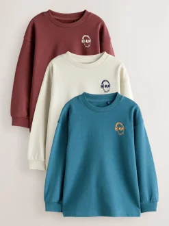 Next Bleu/berry/écru graphique - T-shirts épais décontractés à manches longues Lot de 3 (3-16ans) Online