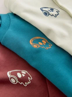 Next Bleu/berry/écru graphique - T-shirts épais décontractés à manches longues Lot de 3 (3-16ans) Online