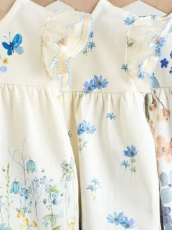 Next Bleu/blanc à fleurs - Ensemble t-shirt et short à volants bébé 6 pièces (0mois-2ans) Discount