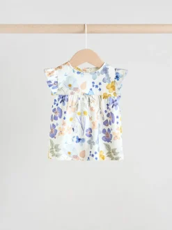 Next Bleu/blanc à fleurs - Ensemble t-shirt et short à volants bébé 6 pièces (0mois-2ans) Discount