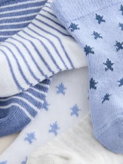 Next Bleu/Blanc - Lot de 5 chaussettes pour bébé (0mois-2ans) Clearance
