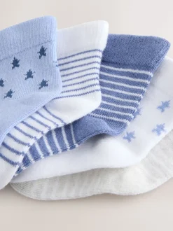 Next Bleu/Blanc - Lot de 5 chaussettes pour bébé (0mois-2ans) Clearance