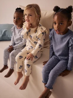 Next Bleu/Blanc - Pyjama Rib Se blottir 3 Pack (9mois-12ans)