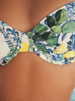 Next Bleu/blanc imprimé sardine - Haut de bikini non rembourré avec armatures