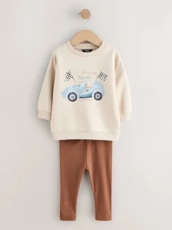 Next Bleu/blanc rayé/auto - Ensemble sweat-shirts et legging, lot de 2 (3mois-7ans) Best