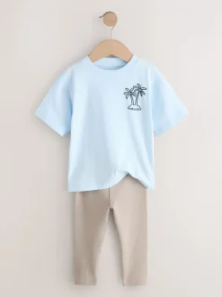 Next Bleu/blanc/marron - Ensemble haut et legging à manches courtes Lot de 3 (3mois7ans) Online