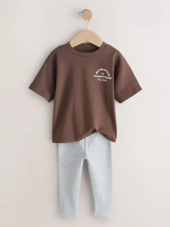 Next Bleu/blanc/marron - Ensemble haut et legging à manches courtes Lot de 3 (3mois7ans) Online