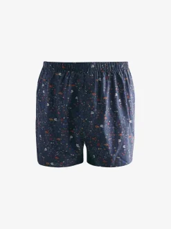 Next - Lot de 4 - Boxers purs tissés Bleu/Blanc/Vert Fleuri  Outlet