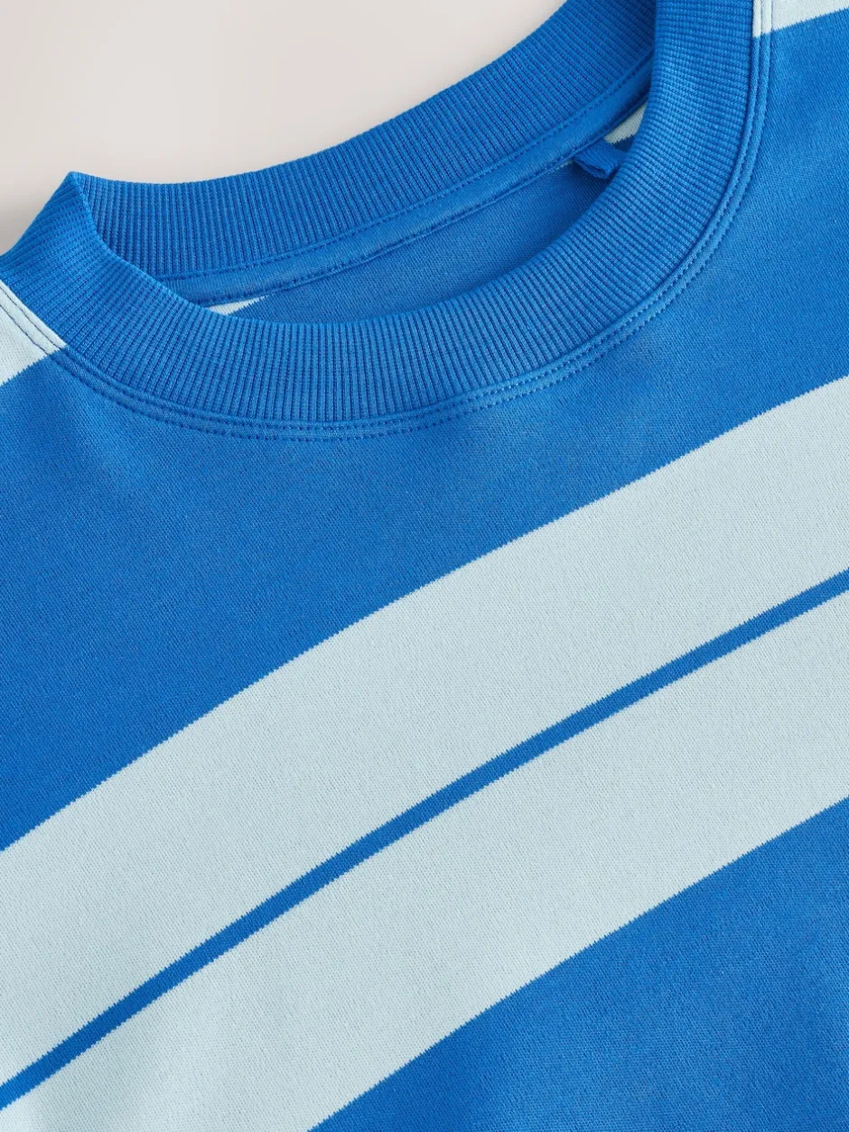 Next - T-shirt oversize décontracté boxy épais à col ras du cou Bleu/Bleu clair Sale