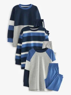 Next - Lot de 3 pyjamas à jambes courtes (3-16ans) (3-16ans) Bleu/bleu marine/gris Best