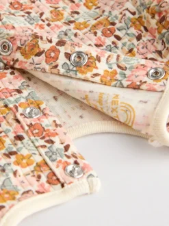 Next Bleu/Crème/Coral Ditsy - Body à volants et manches longues bébé Lot de 4 (0mois2ans)