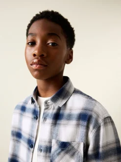 Next Bleu/Ecru - Chemise à carreaux en coton à manches longues (3-16ans) Best