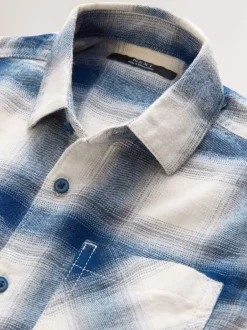 Next Bleu/Ecru - Chemise à carreaux en coton à manches longues (3-16ans) Best