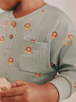 Next - Lot de 3 pyjamas oversize (9mois-10ans) Bleu/Ecru Clearance