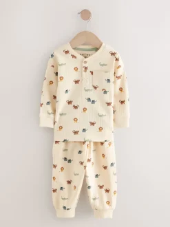 Next - Lot de 3 pyjamas oversize (9mois-10ans) Bleu/Ecru Clearance