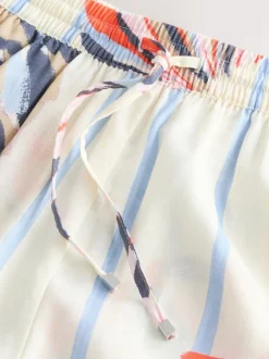 Next Bleu/Ecru - Shorts en lin Discount