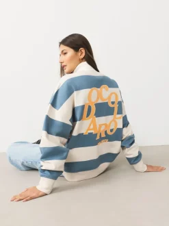 Next Bleu/Ecru - Sweat-shirt graphique à col rond à manches longues « Colarado » City Sale