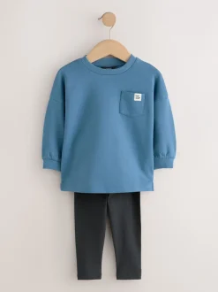 Next Bleu/Grège/Vert - Ensemble haut et legging à manches longues Lot de 3 (3mois7ans)