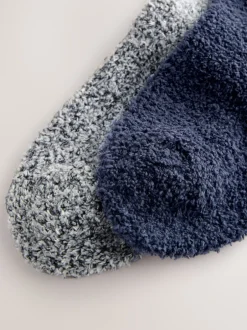 Next Bleu/Gris - Lot de 2 paires de chaussettes moelleuses Hot
