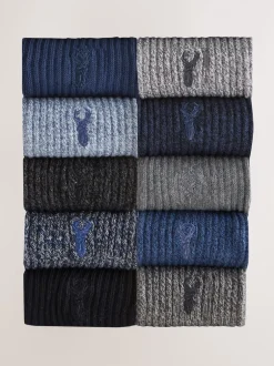 Next Bleu/gris torsadé - Lot de chaussettes épaisses brodées 10 Best