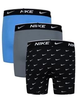 Nike Bleu/gris/noir - Lot de 3 boxers extensibles en coton Imprimé E Day Sale