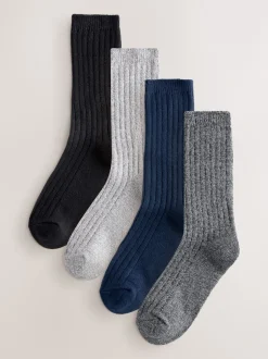 Next Bleu/gris/noir - Lot de 4 paires de chaussettes douillettes ultra-douces