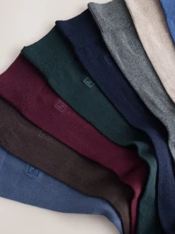 Next Bleu/Gris/Vert - Lot de 8 - Chaussettes fraîches brodées durables Discount