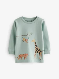Next Bleu/jaune Safari - Lot de 3 T-shirts à manches longues imprimé animal et personnage (3mois-7 ans) Online