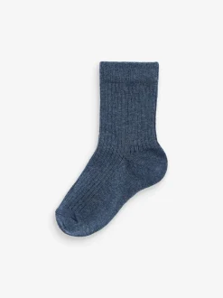 Next Bleu/Marine - Paquet de chaussettes en coton riche à fines côtes 7